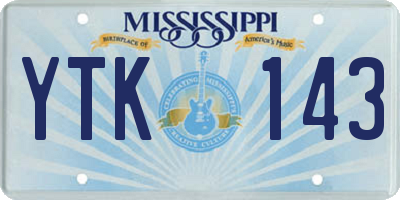 MS license plate YTK143