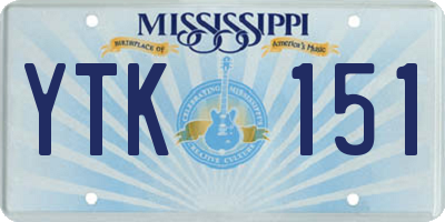 MS license plate YTK151