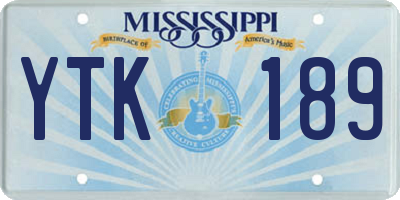 MS license plate YTK189