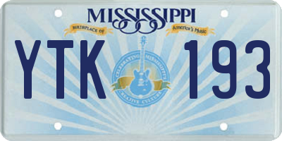MS license plate YTK193