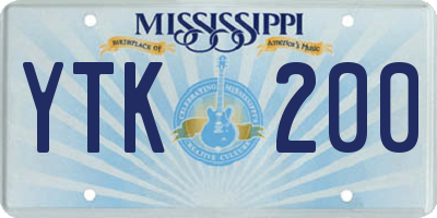 MS license plate YTK200