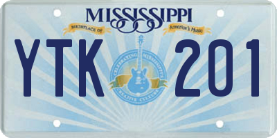 MS license plate YTK201