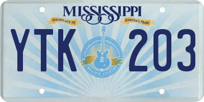 MS license plate YTK203