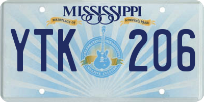 MS license plate YTK206
