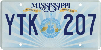 MS license plate YTK207