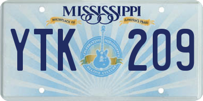 MS license plate YTK209