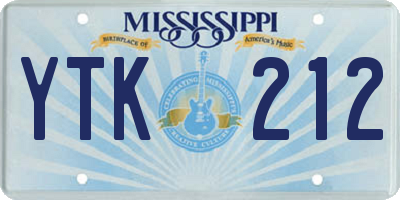 MS license plate YTK212