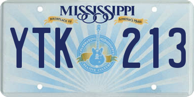 MS license plate YTK213
