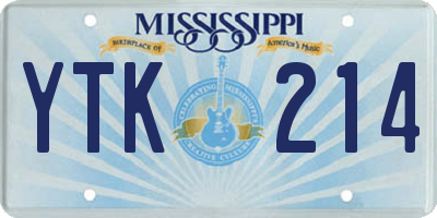 MS license plate YTK214