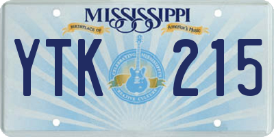 MS license plate YTK215