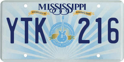 MS license plate YTK216