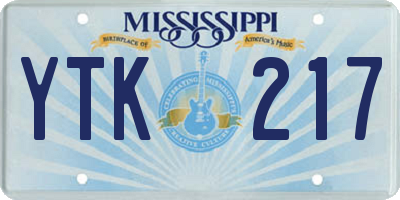 MS license plate YTK217