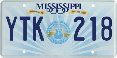 MS license plate YTK218