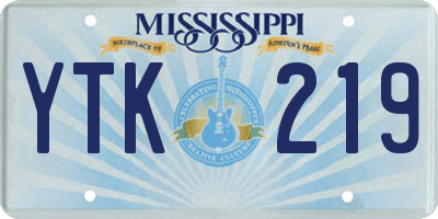 MS license plate YTK219