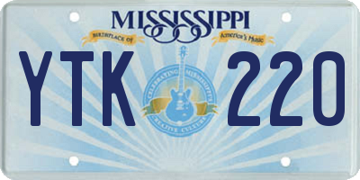 MS license plate YTK220