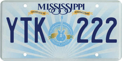 MS license plate YTK222