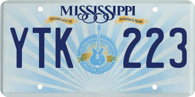 MS license plate YTK223