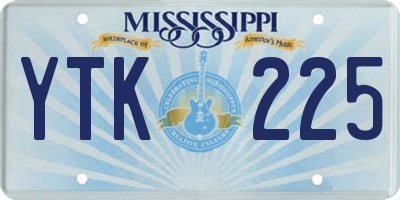 MS license plate YTK225