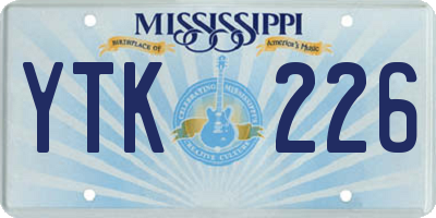 MS license plate YTK226