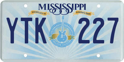 MS license plate YTK227