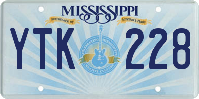 MS license plate YTK228