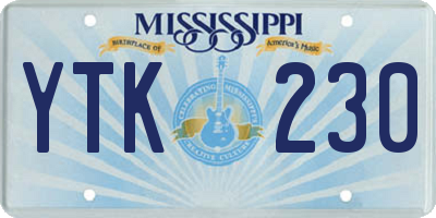 MS license plate YTK230
