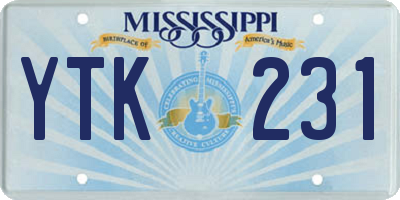 MS license plate YTK231