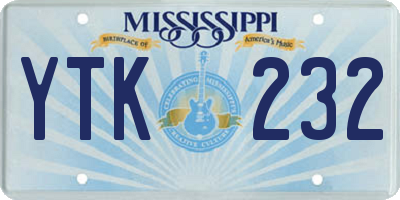 MS license plate YTK232