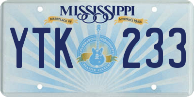 MS license plate YTK233