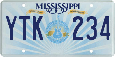 MS license plate YTK234