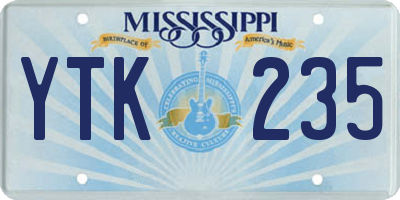 MS license plate YTK235