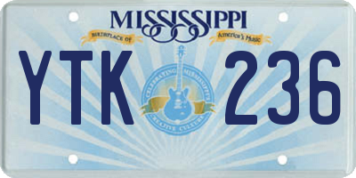 MS license plate YTK236