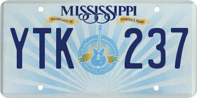 MS license plate YTK237