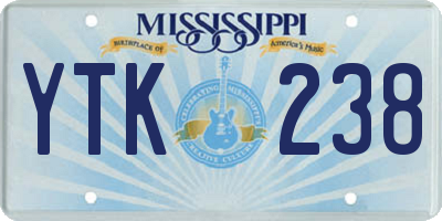 MS license plate YTK238