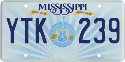 MS license plate YTK239