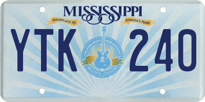 MS license plate YTK240