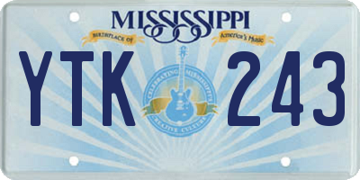 MS license plate YTK243