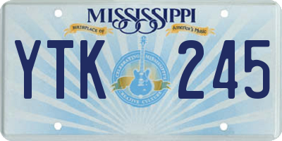 MS license plate YTK245