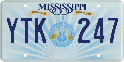 MS license plate YTK247