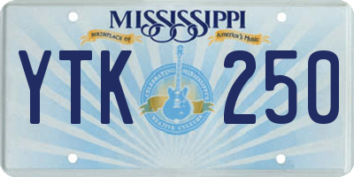 MS license plate YTK250