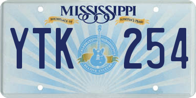 MS license plate YTK254