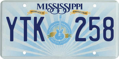 MS license plate YTK258