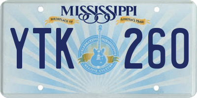 MS license plate YTK260