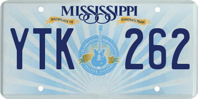 MS license plate YTK262