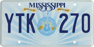 MS license plate YTK270