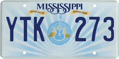 MS license plate YTK273