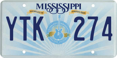 MS license plate YTK274