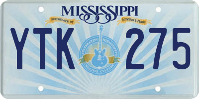 MS license plate YTK275