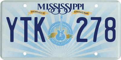 MS license plate YTK278