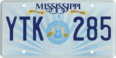 MS license plate YTK285